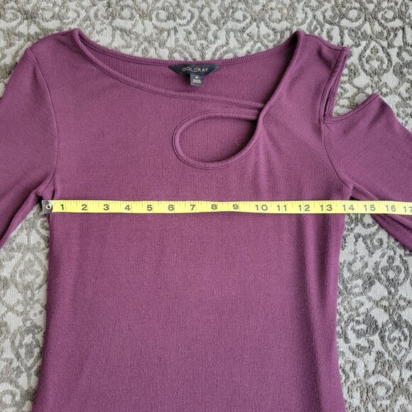 Goldray Garima Asymmetric Cold Shoulder Tops, Burgundy, Size M - Picture 10 of 12